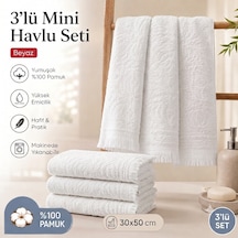 3'lü Mini Havlu Seti 30x50 Cm Pamuklu El Havlusu Mutfak Havlusu Kurulama Bezi Yumuşak Ve Yüksek Emici Beyaz