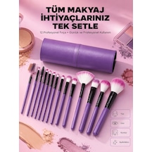12 Parça Yumuşak Kıllı Makyaj Fırçası Seti Yüz Ve Göz Makyajına Uygun Profesyonel Kullanım