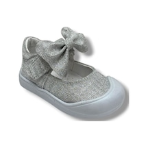Arzen Bebe 120-26 Simli Papyonlu Cırtlı Anatomik Kız Bebek Ayakkabısı 19-23 Gümüş