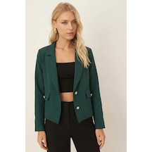 Armonika Kadın Zümrüt Erkek Yaka Kare Cepli Crop Ceket Arm-26k001026 Armonika Kadın Zümrüt Erkek Yaka Kare Cepli Crop Ceket Arm-26k001026