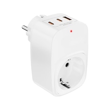 Vetech Akım Korumalı Priz 1x Priz, 2x Type-c, 1x Usb Port Çıkışlı Tekli Beyaz