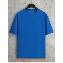 Unisex Mavi Düz Renk Basic T-shirt Start0000070