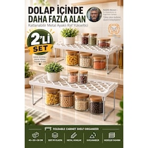 Tr Metal Ayaklı Dikdörtgen Katlanabilir Dolap İçi Düzenleyici Tezgah Üstü Mutfak Ve Banyo Rafı Yükseltici Orga Genel