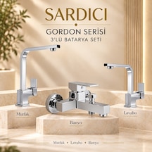 Sardıcı Gordon 3 Lü Mutfak Lavabo Banyo Batarya Seti Pirinç Gövde Çift Su Girişli Krom