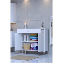 Eliusta Fre 100 Cm Çok Amaçlı Dolap 1 Raflı Tek Çekmeceli Banyo Mutfak Dolabı 100x88x32,5 Cm Organizer Dolap Beyaz