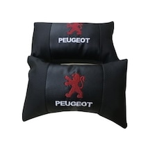 Macha Peugeot Deri Nakışlı Oto Başlık Boyun Yastığı Iki Adet