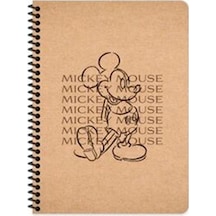 Mickey Mouse 16x22 Cm Çizgisiz Defter Beyaz Sayfa Kraft Kapak 80 Sayfa K1