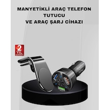 Mey İthalat Araç İçi Telefon Tutucu + Quick Charge 3.0 Araç Şarj Cihazı Seti Siyah