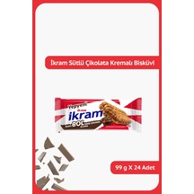 İkram Sütlü Çikolatalı Kremalı Bisküvi - Daha Bol Sütlü Çikolata Krema - 99 Gram - 24 Adet