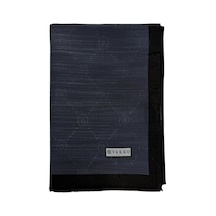 Vakko Pamuk İpek Şal - Şeritli Monogram - Antrasit