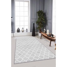 Gri Fas Desen Kaymaz Tabanlı Makinede Yıkanabilir Halı Rv156n11