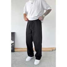 Siyah Basic Gabardin Baggy Pantolon