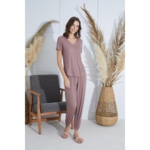 Kadın Kısa Kol Vizon Pijama Takım C0t1n951 001