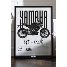 Yamaha Mt-125 Siyah Ahşap Çerçeveli Poster, Dekoratif Motosiklet Duvar Tablosu