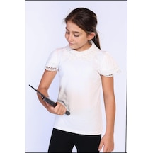 Toontoy Kids Toontoy Kız Çocuk Önü Dantelli Okul Tişört 11315 Beyaz