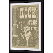 canlı rock müzik sanatsal çerçeve görünümlü ahşap tablo