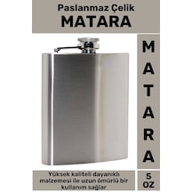 Premium Seri Yüksek Kaliteli Paslanmaz Çelik Kamp Alkol Konyak Hediyelik Gümüş Renk Matara 5 Oz