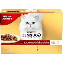 Gold Parça Sığır Etli Yaş Kedi Maması Multipack 85 Gr. 12 Al 9 Öde 0.75 LT - 2.5 LT - 12 KG