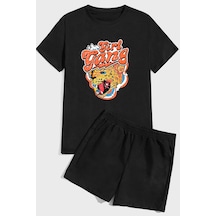 Uyguntarz Girl Gang Baskı Şort Takım Siyah