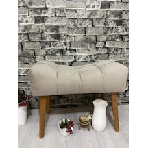 Puf , Vizon Açık Renk Vizon Puf Ahşap Ayak Çima Dikiş Spor Mode