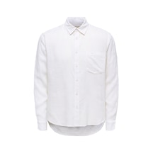 Only & Sons Onslaurence Ls Lınen Blend Shırt Erkek Beyaz Gömlek - 22036239
