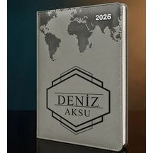 Bk Gift Kişiye Özel İsimli Termo Sert Kapak 2026 Gri Ajanda -4, Öğretmenler Günü Hediyesi, Yeni İş Hediyesi 35258 Bk Gift Renkli