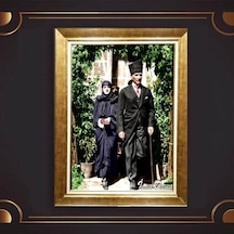 Altın Varaklı Çerçeveli Paspartulu Atatürk Tablo Hk1004