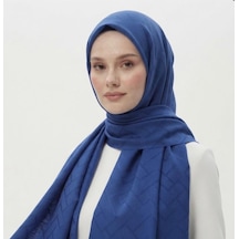 Ünallive Saks Mavisi Modern Jakar Şal Saks mavi