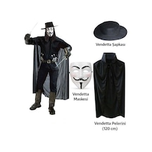 Vendetta Kostüm Seti Şapka Maske Pelerin 120 Cm Diğer