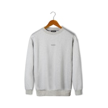 Blackjack Giyim Unisex Gri Önü Veaven Baskılı Oversize Kalın Iki Iplik Şardonlu Bisiklet Yaka Sweatshirt Gri1