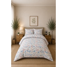 Çift Kişilik Nevresim Takımı %100 Pamuk 200x220 Lastikli Çarşaflı 160x200 Mavi