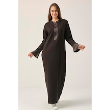 Siyah Saten Detaylı Maxi Boy Elbise Dm455 Siyah