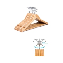 Ahşap Askı Kıyafet Ve Elbise Askısı 24 Adet 1. Cilalı Kahverengi