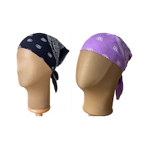 Pamuklu Klasik Desen Unisex 2li Bandana Seti Renkli Bandana Etnik Desenli A Kalite Bandana Siyah - Lila