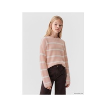 LC Waikiki Alıta Cıty Farkıyla Lcw Kids Pembe Oval Yaka Çizgili Kız Çocuk Triko Kazak Pembe - 925577283 Pembe