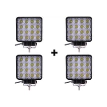 Off Road Sis Farı Lambası 16 Ledli Kare 4'lü Paket Su Geçrmez Led