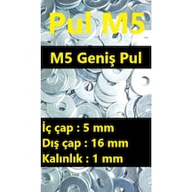 Pul - M5 Geniş Pul - 3/16 Pul (200 Adet) Ar.10 N11.38766