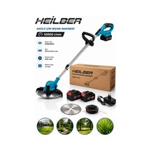 Heilber Ba011533 Akülü Çim Biçme Makinesi 36v Çift Akülü Kömürsüz Motor Misinalı Tırpan Ve Çelik Diskli Ot B