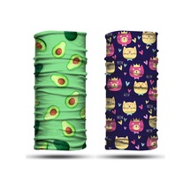 Dair Avokado - Kedi Desenli 2'li Set Boyunluk Bandana Outdoor Balaklava Yüz Maskesi Kafa Bandı