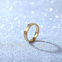 Altın Titanyum Çelik Çift Yüzük Moda Gül Altın Paslanmaz Çelik Erkekler Ve Kadınlar İçin Altı Yapay Elmas Yüzük Hediye Women 6 Altın