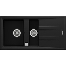 Teka Stone 60 B-Tg Bir Büyük Hazne Bir Küçük Hazne Ve Damlalıklı Tegranite Eviye - Metalik Siyah - 115360010