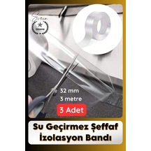 Sızdırmazbant 3 Adet Su Geçirmez Şeffaf İzolasyon Bandı Tezgah Lavabo Kenar Tamir Güçlü 38mm X 3m