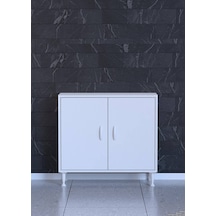 Eliusta Sabir 75 Cm 2 Raflı Beyaz Banyo Mutfak Dolabı 3 Bölmeli Çok Amaçlı Dolap 75x75x32,5 Cm Düzenleyici Beyaz