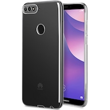 Huawei Y7 2018 Kılıf Toz Koruma Tıpalı Şeffaf Arka Kapak