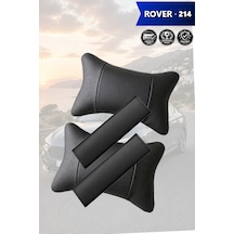Rover 214 Uyumlu Siyah Set Deri Kemer Koruyucu Lüks Deri Yastık