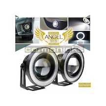 Mercekli Angel Led Halkalı Sis Far Metal Alaşım Gövde Su Geçirmez 89 MM Beyaz