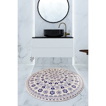 Venıce Mavi Djt Çap 100 Cm Banyo Halısı Çok Renkli