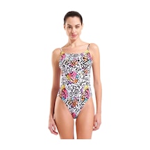 Arena Water Prints Swimsuit Kadın Çok Renkli Yüzücü Mayo 009398150 Beyaz