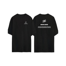 Thewert Unisex Sensitıve Content Ön Arka Baskılı Sıyah Oversize T-shirt Siyah