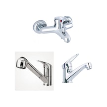 Erce Mix Spiralli Evye sabit Lavabo ve Banyo Bataryası Krom